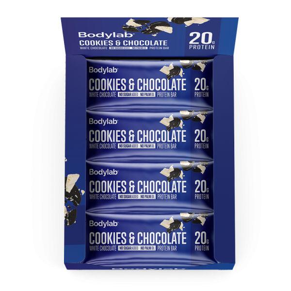 BodyLab Proteinbar Cookies & Hvid Chokolade (12 x 55 g)